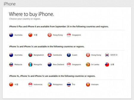 
苹果官网显示iPhone6将于9月26日登陆内地