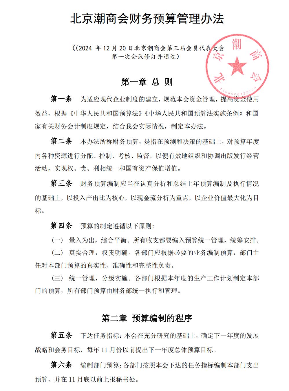 北京潮商会财务预算管理办法
